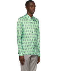 Dries Van Noten Green Viscose Printed Shirt