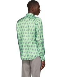 Dries Van Noten Green Viscose Printed Shirt