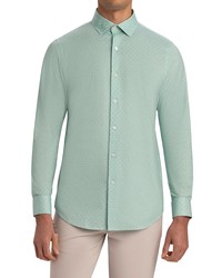 Bugatchi Ooohcotton Tech Print Button Up Shirt In Mint At Nordstrom
