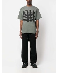 GR10K Grid Print Cotton T Shirt