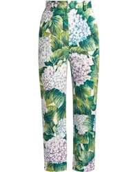 Dolce & Gabbana Hydrangea Print Slim Leg Cropped Trousers