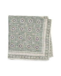 Brunello Cucinelli Medallion Print Linen Cotton Pocket Square In Csx72 Green At Nordstrom