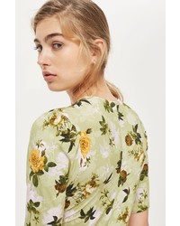 Topshop Ruched Floral Print Midi Shift Dress
