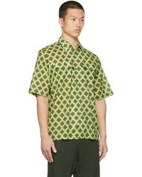 Dries Van Noten Green Cotton Poplin Graphic Shirt