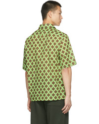 Dries Van Noten Green Cotton Poplin Graphic Shirt