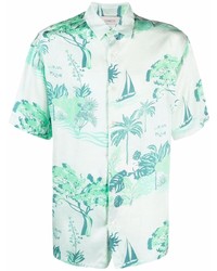 Laneus Tropical Print Short Sleeve Shirt