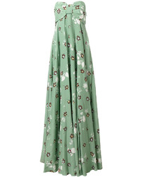 Valentino Floral Print Strapless Gown