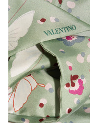 Valentino Butterfly Printed Silk Twill Scarf Mint