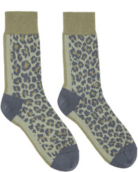 Sacai Khaki Leopard Socks