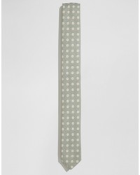 Asos Brand Tie With Polka Print In Green