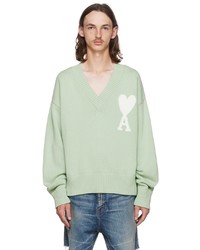 Mint Print V-neck Sweater
