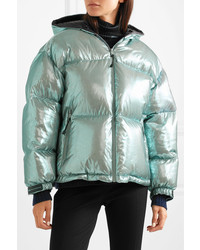 Prada Oversized Quilted Metallic Shell Down Jacket