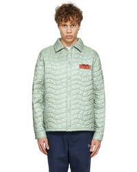 Mint Quilted Satin Shirt Jacket