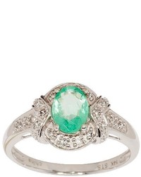 Qvc 060 Ct Siberian Mint Emerald Diamond Accent Ring 14k