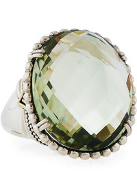 Lagos Silver Green Amethyst Ring With 18k Gold