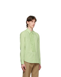 Dries Van Noten Green Ruffles Shirt