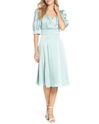 Mint Satin Fit and Flare Dress