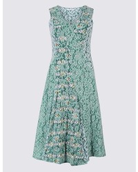 Marks and Spencer Cotton Rich Burnout Print Dress