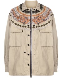Sacai Embroidered Design Cotton Shirt Jacket