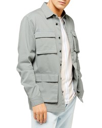 Topman Sage Classic Fit Long Shirt Jacket