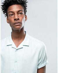 Asos Oversized Shirt In Mint With Revere Collar