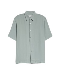 Dries Van Noten Clasen Short Sleeve Button Up Shirt In Light Grey At Nordstrom