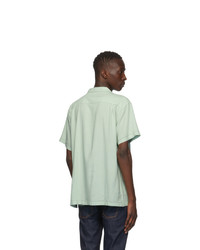 DOUBLE RAINBOUU Green Perforated Short Sleeve Shirt