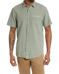 Marine Layer Selvage Short Sleeve Button Up Shirt In Olive At Nordstrom