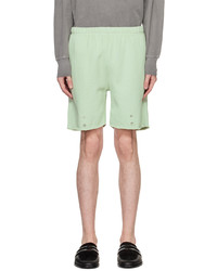 Les Tien Green Snap Front Shorts