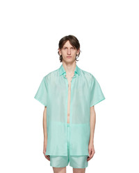 Ludovic De Saint Sernin Blue Silk Go To Short Sleeve Shirt