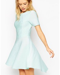 Asos Collection Skater Dress In Texture With Cut Out Back