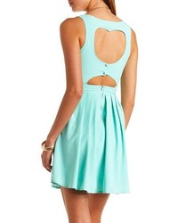 Charlotte Russe Pleated Heart Cut Out Skater Dress