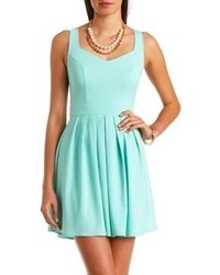 Charlotte Russe Pleated Heart Cut Out Skater Dress