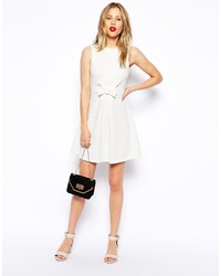 Asos Skater Dress In Texture With Bow Front