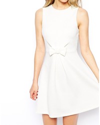 Asos Skater Dress In Texture With Bow Front