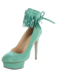 Charlotte Olympia Suede Leather Platform Pumps