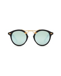 KREWE 46mm St Louis Round Polarized Sunglasses In Blackaqua At Nordstrom