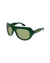 Gucci 56mm Wraparound Sunglasses In Green At Nordstrom