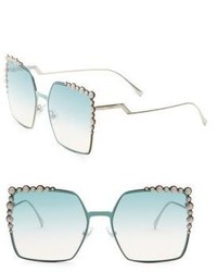 Fendi 60mm Oversize Crystal Trim Square Sunglasses