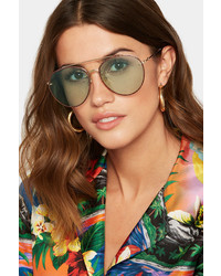 Gucci Aviator Style Glittered Gold Tone Sunglasses