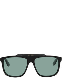 Gucci Black Green Rectangular Sunglasses