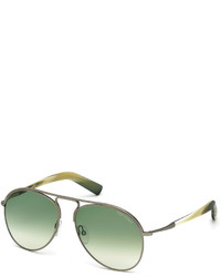 Tom Ford Cody Shiny Antique Metal Aviator Sunglasses Whitegreen