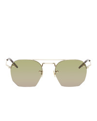 Saint Laurent Gold And Green Sl 422 Sunglasses