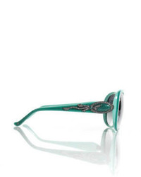 Judith Leiber New Mint Green Jewel Detailed Jl1643 Gradient Oval Sunglasses
