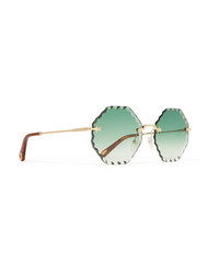 Chloé Rosie Octagon Frame Gold Tone Sunglasses