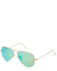 Ray-Ban Unisex Adult Classic Aviator Sunglasses In Matte Gold Green Mirror Rb3025 11219 55