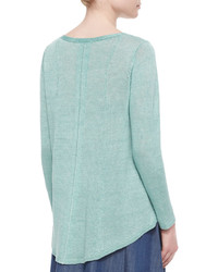 Eileen Fisher Long Sleeve Linen Delave Box Top