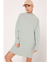 Missguided Green Curve Neck Sweater Dress