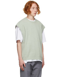 Solid Homme Green Sleeveless Crewneck
