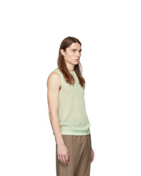 Tibi Green Crispy Viscose Mesh Tank Top